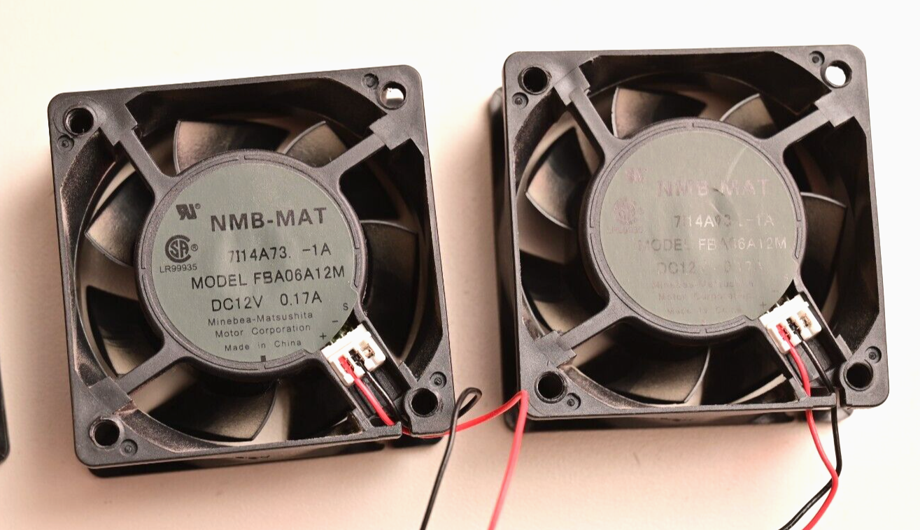 QTY 4 NMB-MAT 12V DC Fans Wired in Parallel 12V@0.17A FBA06A12M 60mm w/ Grilles
