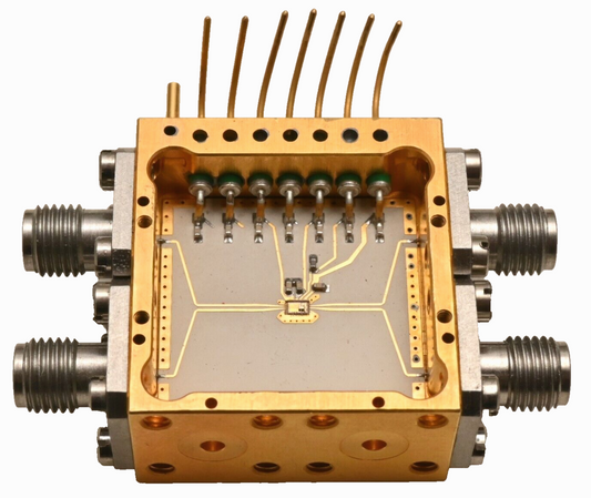 Small RF Prototype Enclosure Gold/Aluminum 4x SMA Connectors "ST PRA V21 1949"
