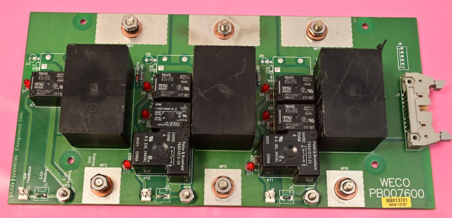 Watthour WECO 2350R PB007600 Relay PC Board BB013701 Potter & Brumfield