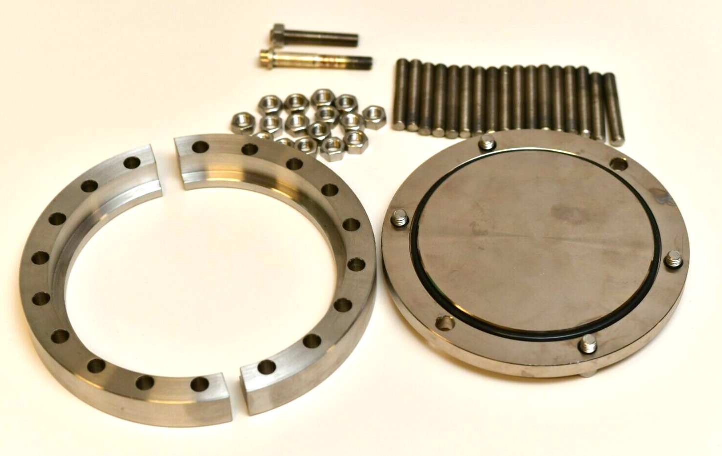 High Vacuum Port Cover & 2-pc Conflat Flange w/ Hardware 120mm Stainless Chamber