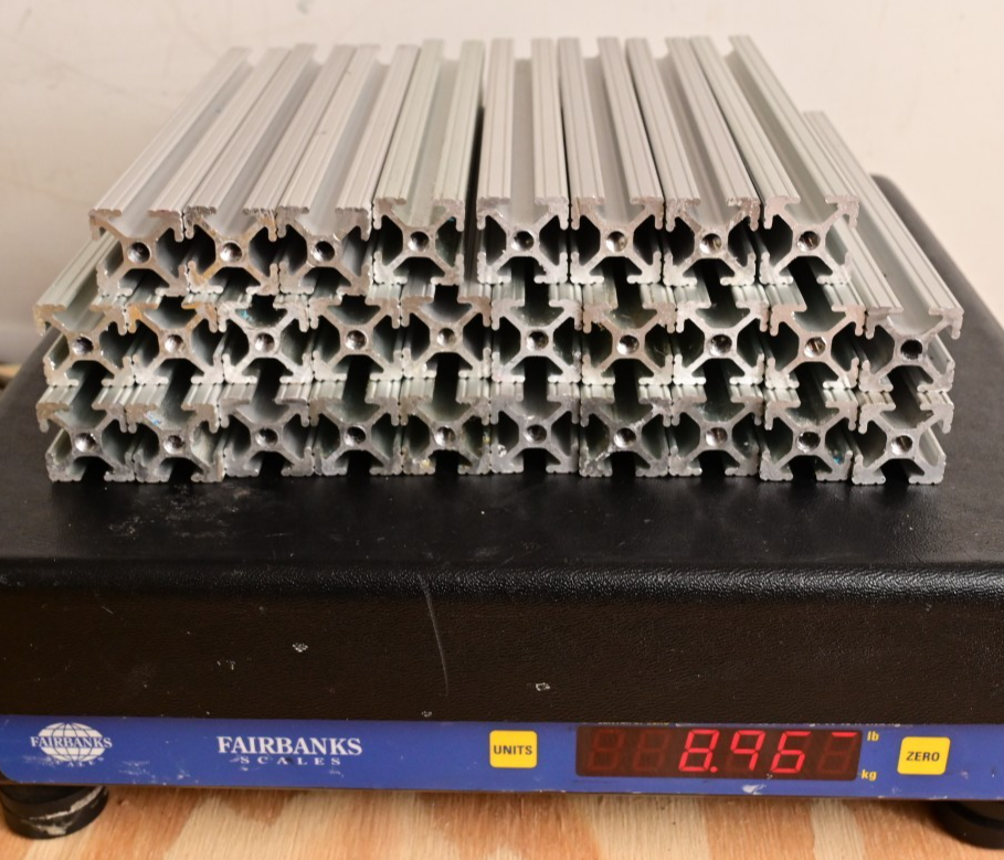 QTY 28 T-Slot 80/20 Style Aluminum Extrusion 1"x1" x ~8" Used Total ~18.5ft 9lb