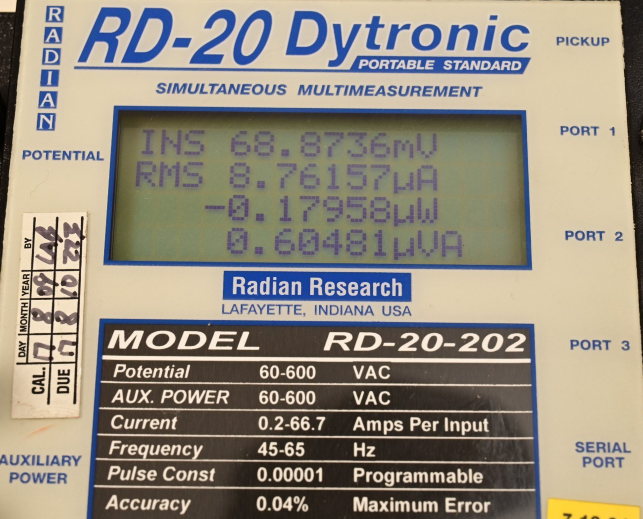 Radian Research RD-20-202 Dytronic Portable Single-Phase Reference Standard