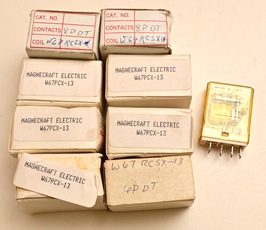 Lot of 8 Magnecraft Relays NOS Vintage W67PCX-13 W67RCXS-13/18 + IDEC RHIB-U