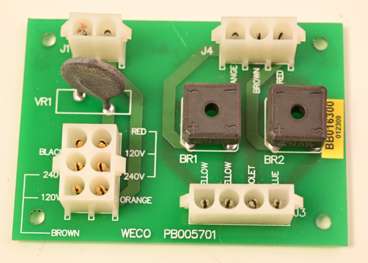 WECO 2350R Power/Connector PCB w/ MB106 Bridge Rectifiers P/N PB005701