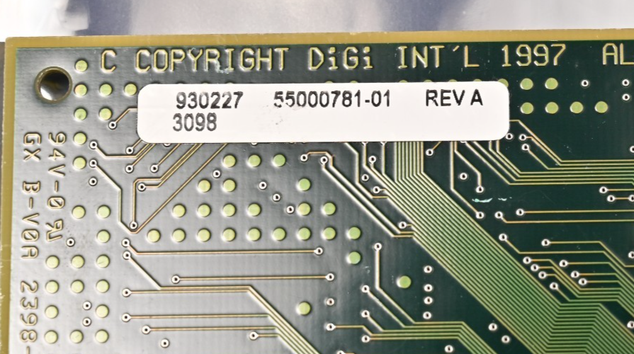 Digi Intl Corsair PCI 8 UART RS-232 I/O Card 55000781-01 Rev A 50000506-01
