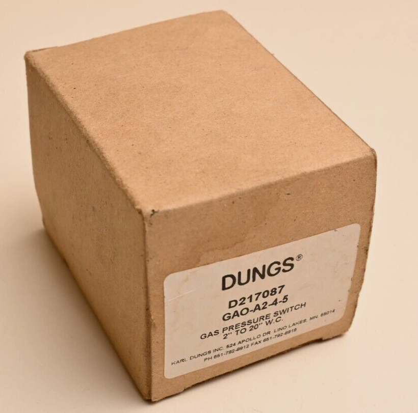 DUNGS D217087 GAO-A2-4-5 Gas Pressure Switch 2" to 20" W.C.