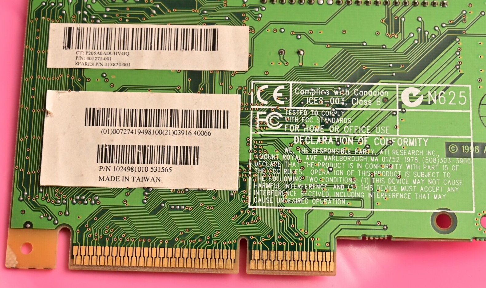 Lot of 2 Vintage Video Cards NVIDEA BRD-05-E15 ATI RAGE PRO 109-49800-10