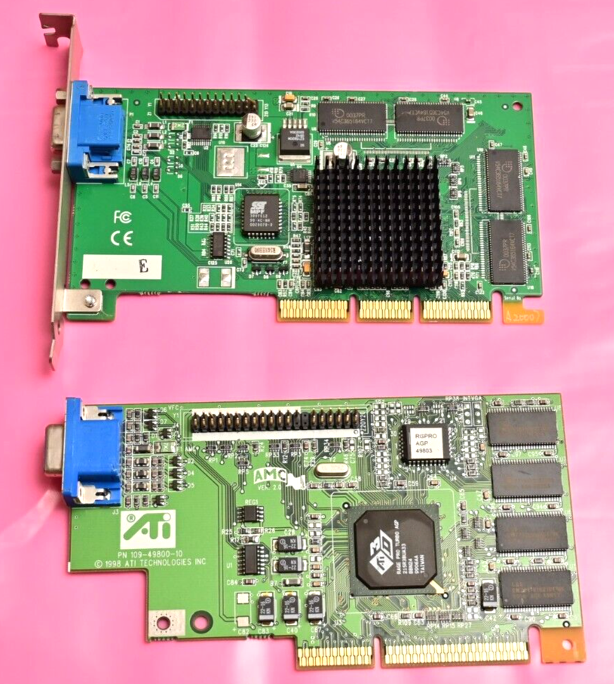 Lot of 2 Vintage Video Cards NVIDEA BRD-05-E15 ATI RAGE PRO 109-49800-10