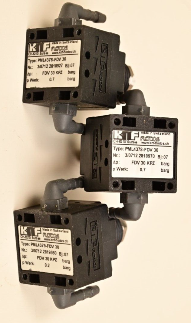 QTY 3 KNF FLODOS Pressure Valves 0.2bar & 0.7 bar Gauge Pressure PML4378-FDV 30
