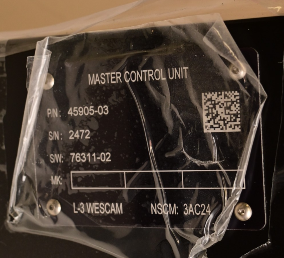 L-3 WESCAM MX-20 Master Control Unit P/N 45905-03 w/ Cert 112 Hours Travel Case