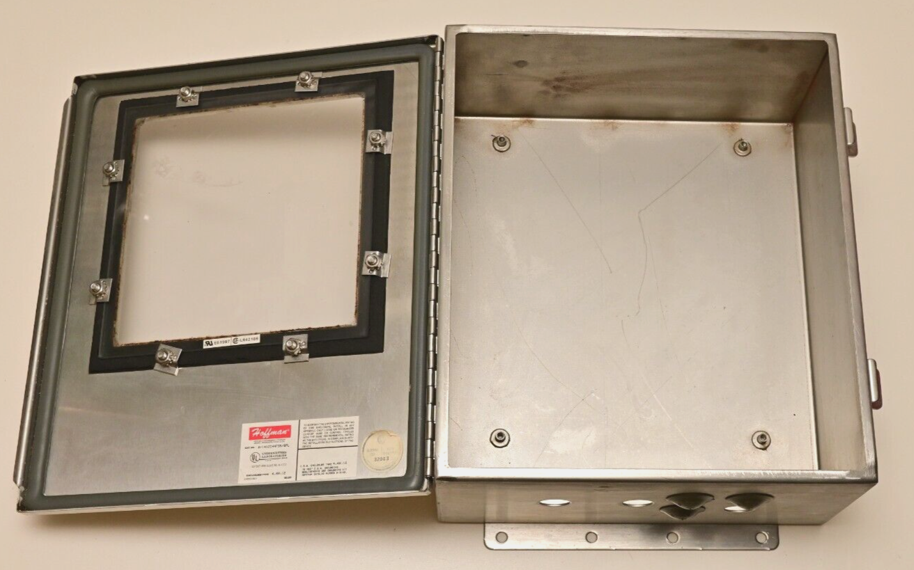 Hoffman Stainless J Box 14"x 12"x6" Continuous Hinge w/ Window A-1412CHNFSS/SPL