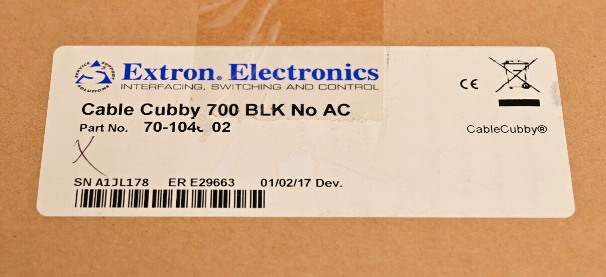 Extron Cable Cubby 700 BLK No AC 70-1046-02 Brushed Aluminum Black