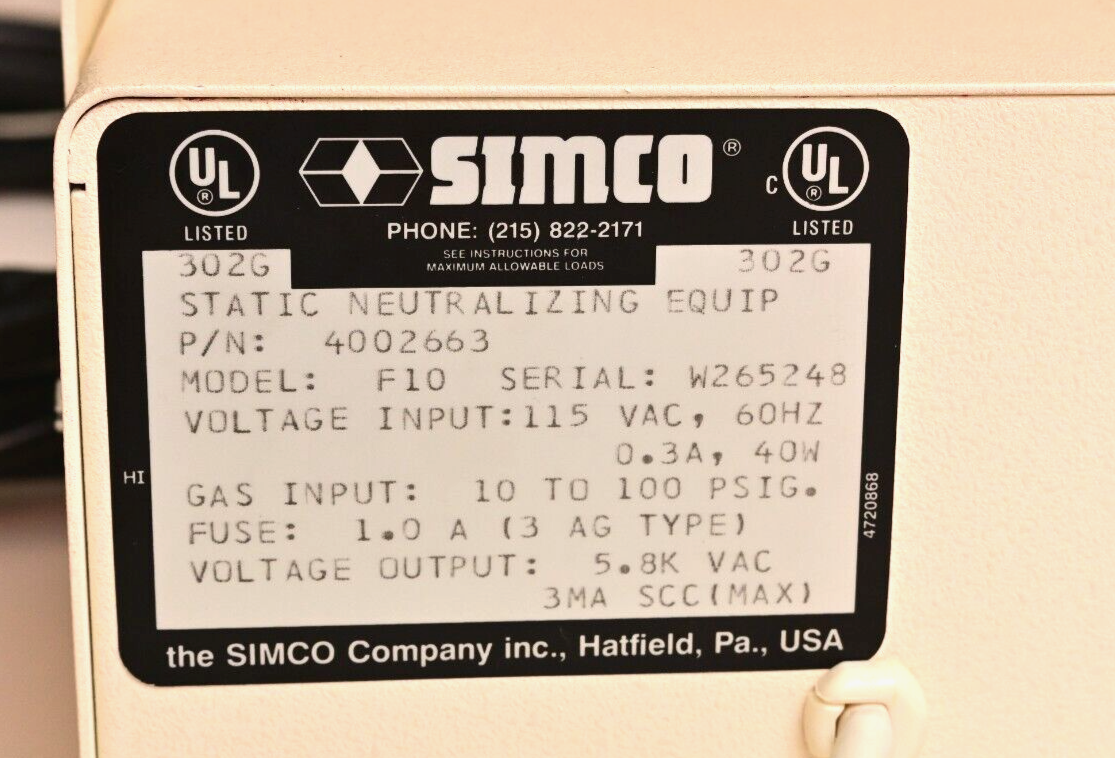 Simco Top Gun Static Neutralizing Blow Off Gun ESD Safety 5.8kV 1-100PSI