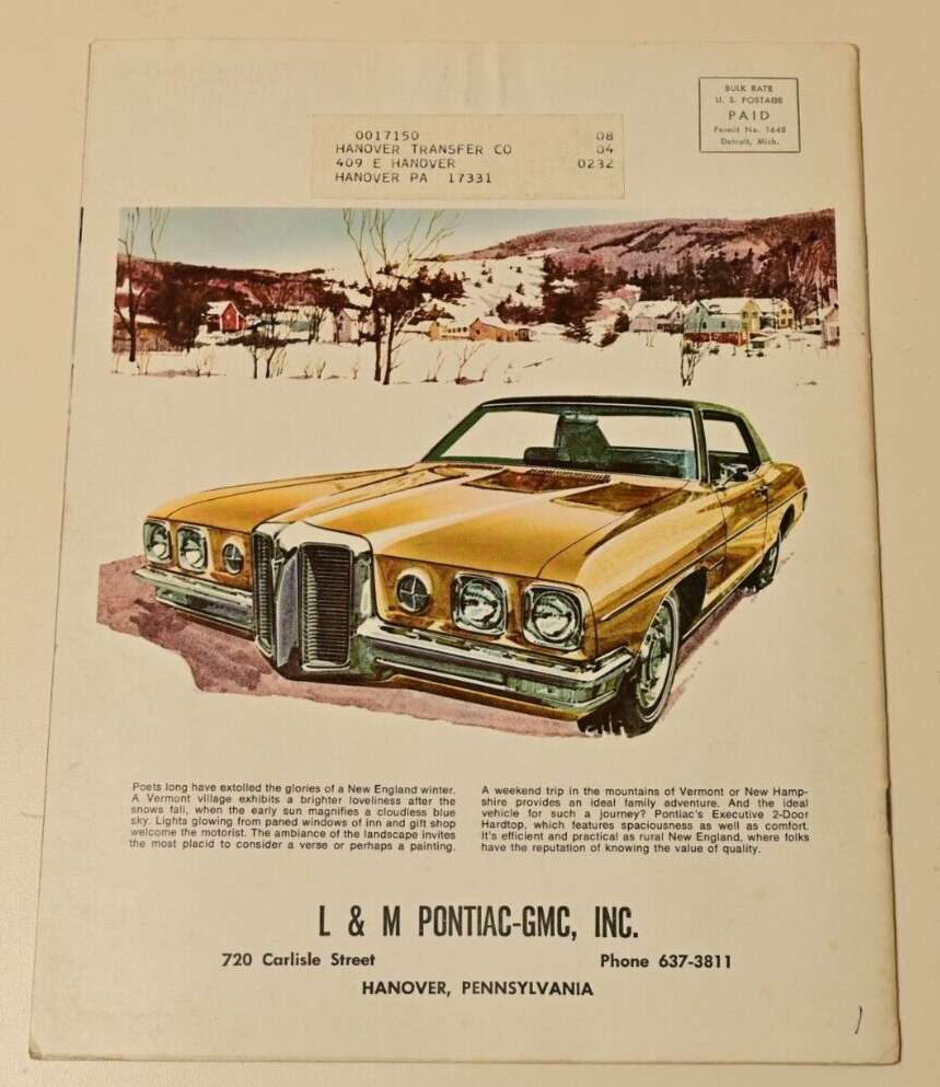 Pontiac Safari Dealer Brochure 1970? Catalina Lake Tahoe CA L&M Hanover PA