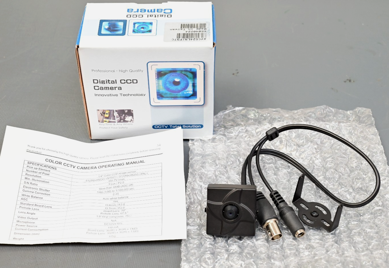 Color CCD Video Camera 350 TV Lines AVC524LN/P37C Pinhole Lens NIB