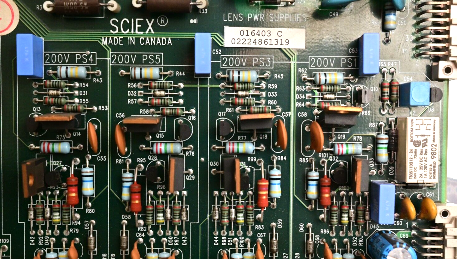 Sciex API 100 Mass Spectrometer Lens Power Supply Card 200V 400V 016403-C