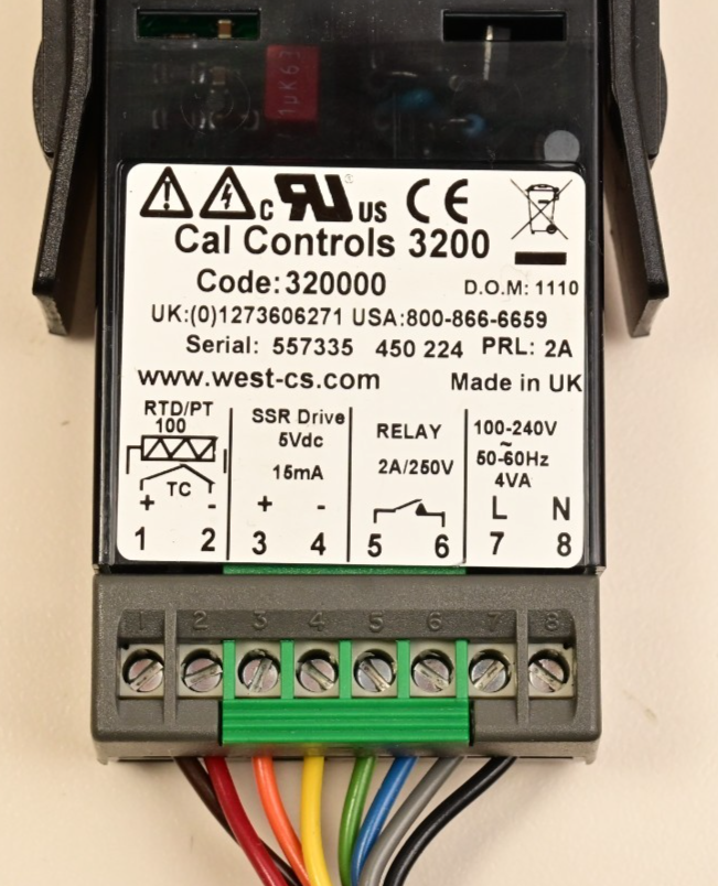 Cal Controls CAL 3200 PID Temp. Controller w/ Mounting Clip & Wiring Antek 8060