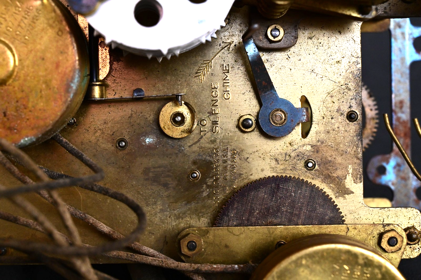 Antique Sessions Clock Movement with Dual 1RPM Electric Motors Brass 2lbs