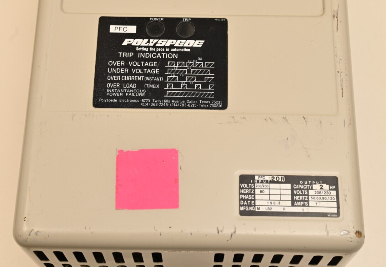 Polyspede PFC-20R 2HP Motor Drive Controller 3-Phase 208/230VAC 1984 Japan