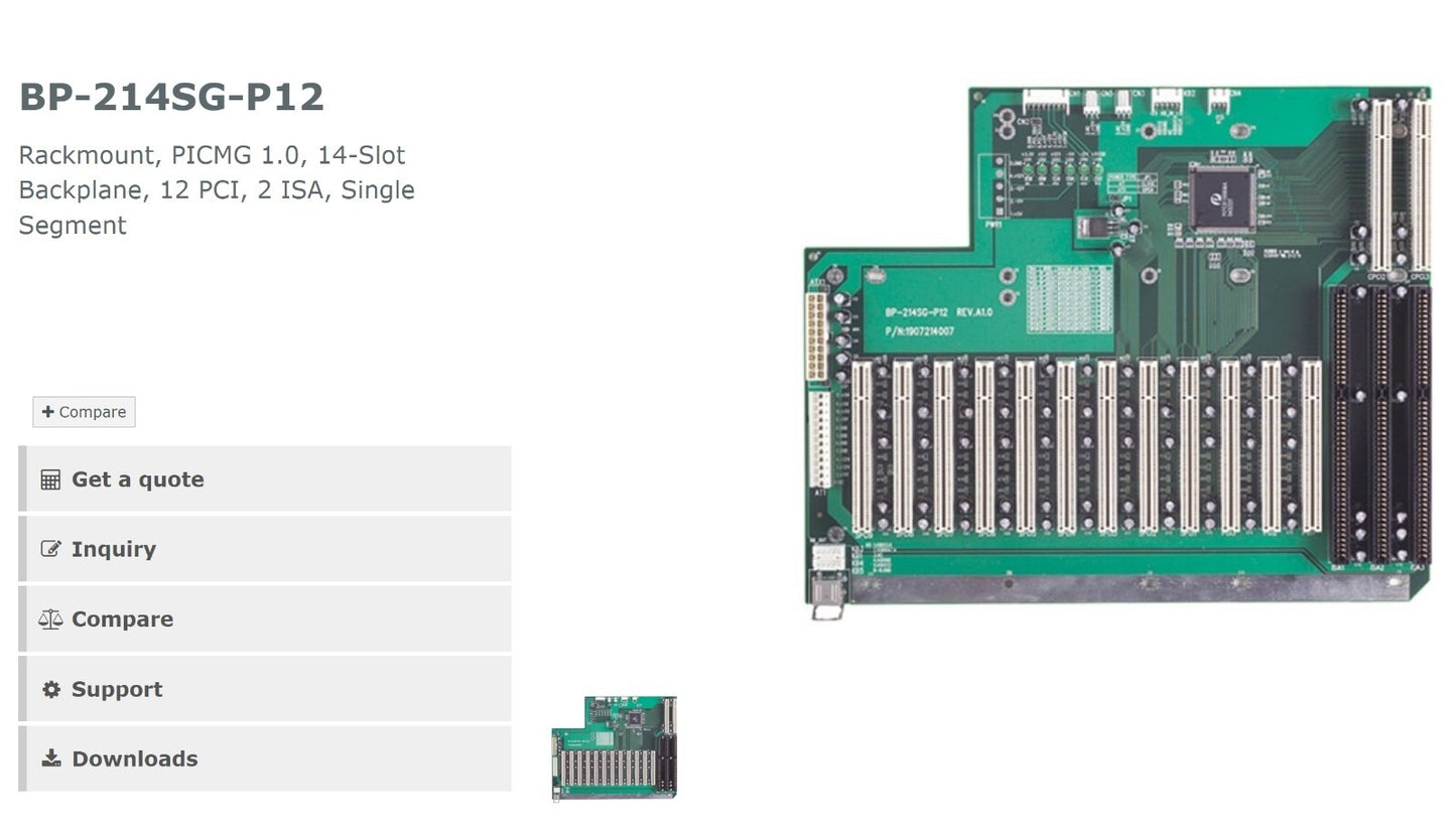 AAEON BP-214SG-P12 REV.A1.0 Industrial AT/ATX PC Backplane PICMG 14-Slot ISA/PCI