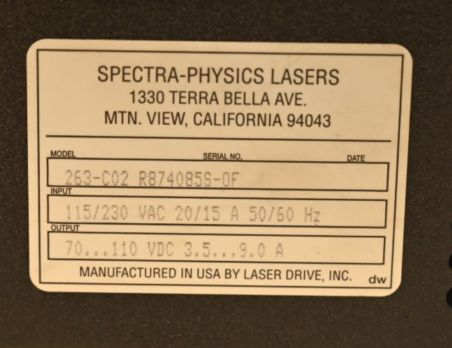 Spectra-Physics 263C 263-C02 Laser Power Supply