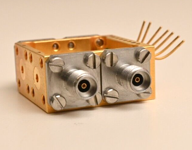 Small RF Prototype Enclosure Gold/Aluminum 4x SMA Connectors "ST PRA V21 1949"