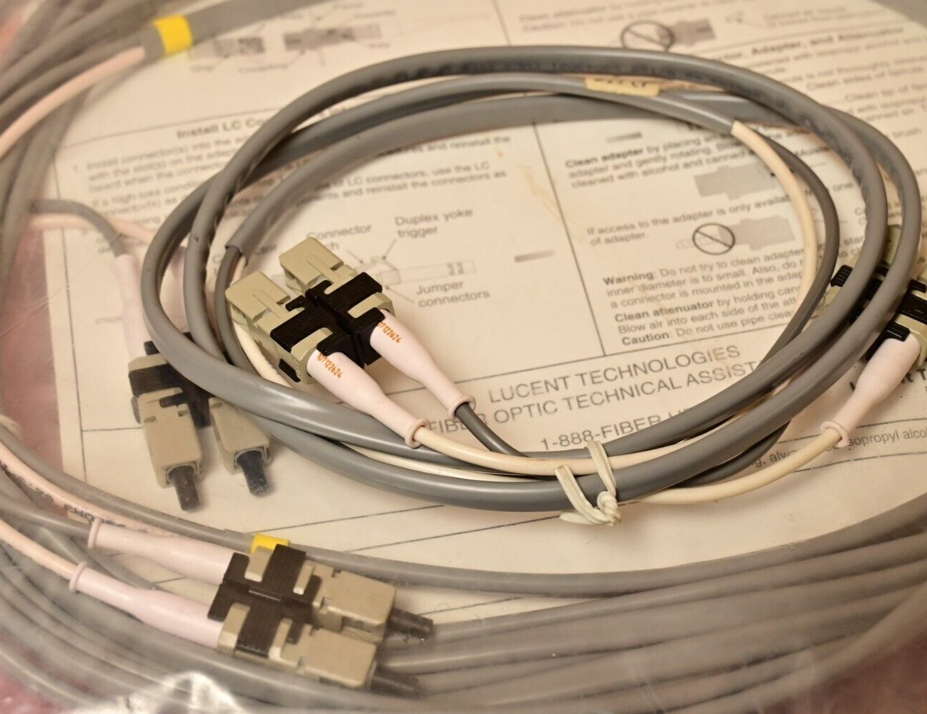 Lot of 8 LL2SC-SC 25ft / 7.6m Fiber Jumper Pairs Lucent NIB c. 1999