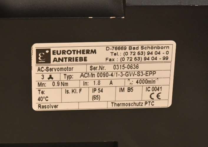 Eurotherm Antriebe AC Servomotor ACMn 0090-4/1-3-GW-S3-EPP Heidenhaim ROD 260