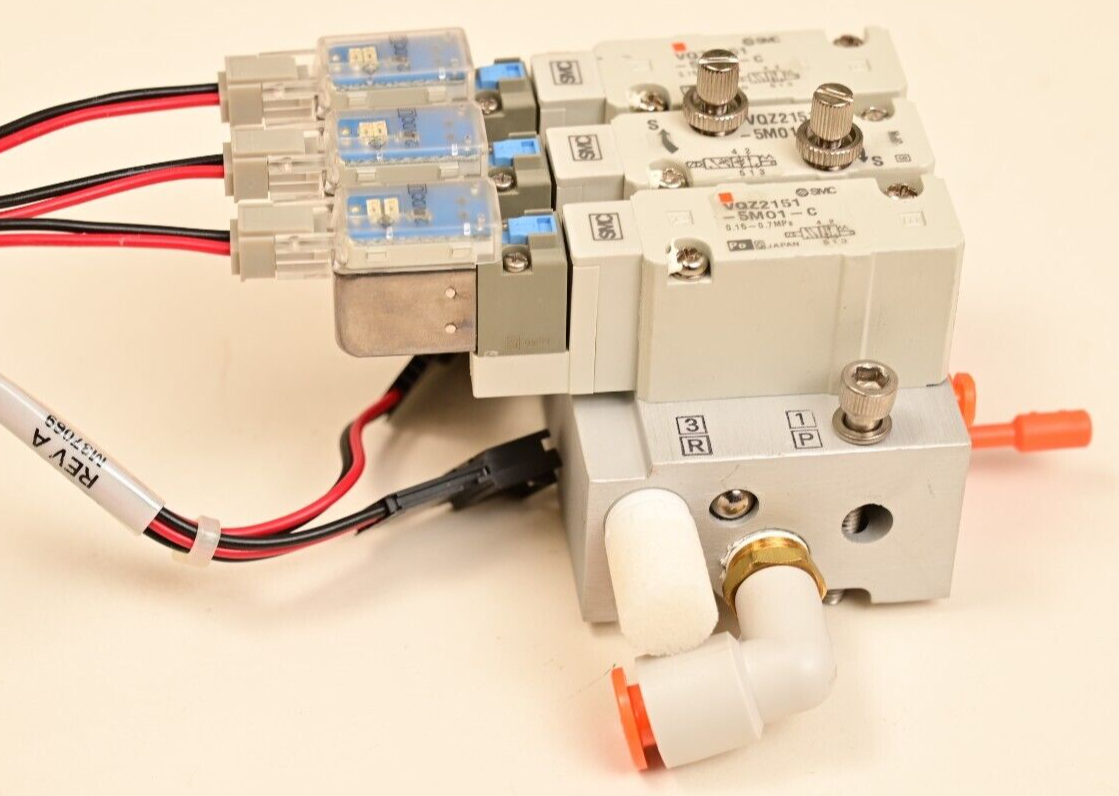 3-Channel SMC Air Solenoid Valves w/ Manifold VQZ2151-5M01-C VQ2151S-5M01-C