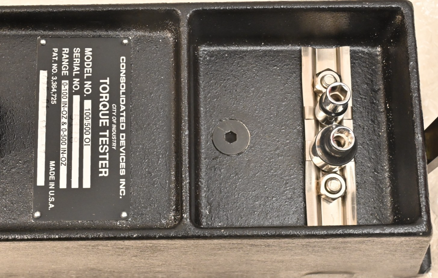 Consolidated Devices CDI Torque Wrench Tester 100/500 OI Oz-In Military Surplus