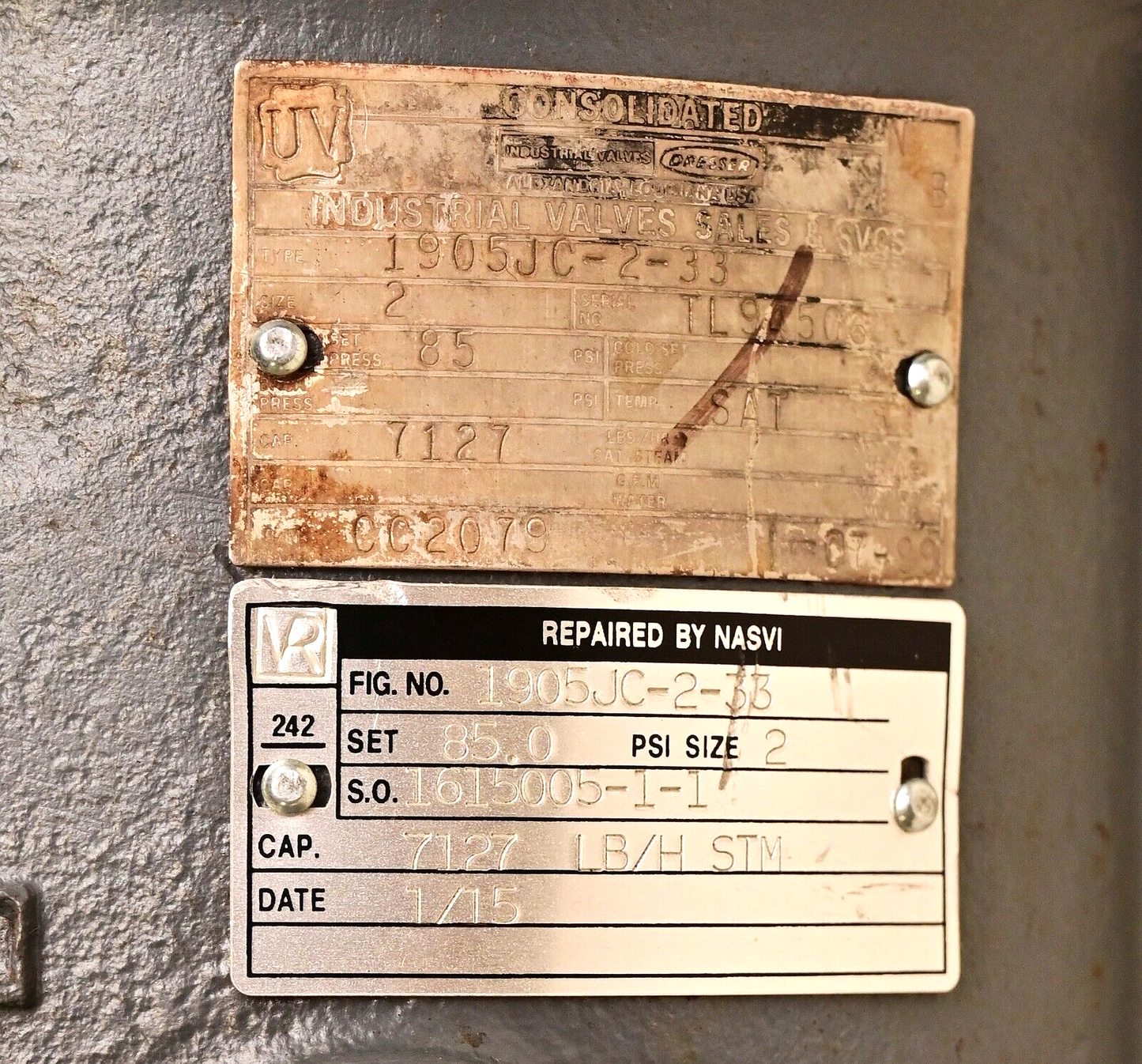 Consolidated Dresser 2" Safety Relief Valve 1905JC-2-33 NASVI Refurbished 85PSI