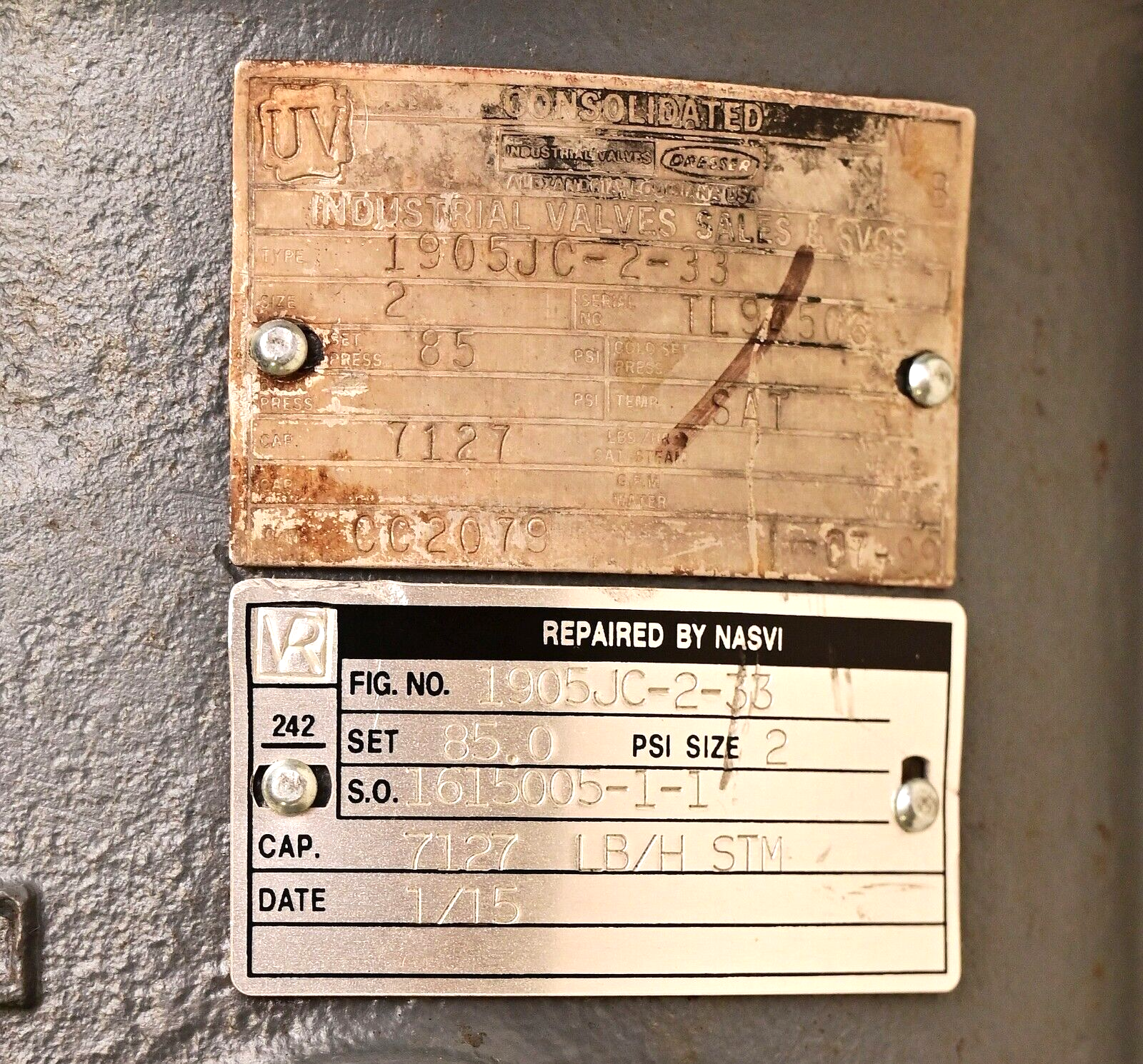 Consolidated Dresser 2" Safety Relief Valve 1905JC-2-33 NASVI Refurbished 85PSI