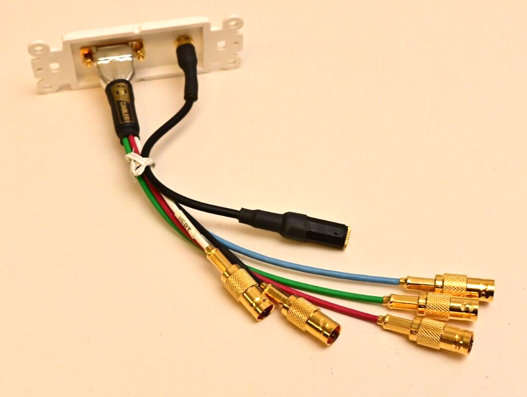 ACV Cables Gold Plated HD15 VGA to BNC Decora Plate A/V Adapter w/ 3.5mm Audio
