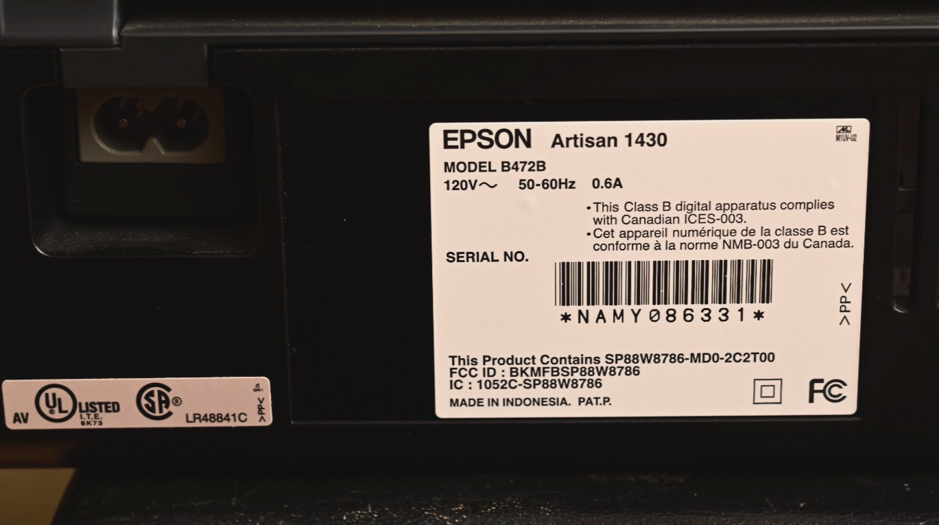 Epson Artisan 1430 Inkjet Printer