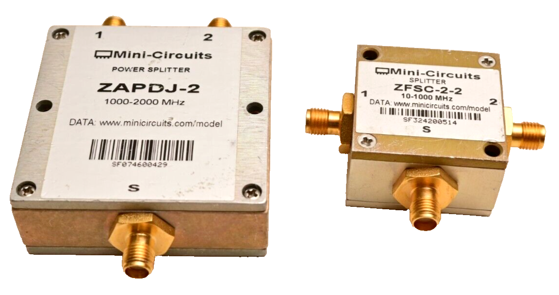 Lot of 2 Mini-Circuits 2-Way SMA Splitters ZAPDJ-2 2GHz ZFSC-2-2 1GHz Gold Plate
