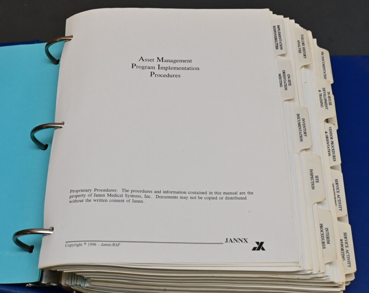 JANNX Medical Systems Asset Management Program Implementation Procedures Binder