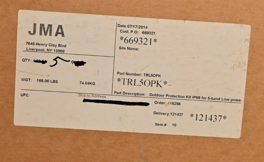 QTY 5 TEKO/JMA TRL5OPK IP66 Outdoor Protection Kit LP 5-Band DAS/Small Cell NIB