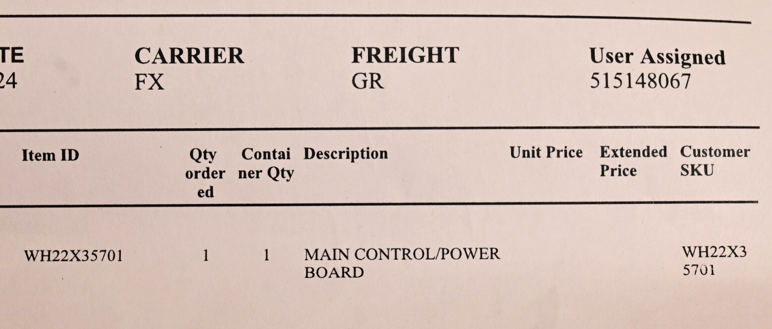 GE WH22X35701 Main/Power Board Combination Washer Dryer