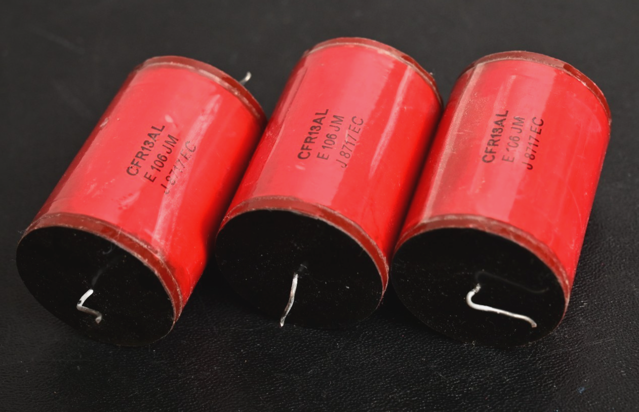 Lot of 3 Axial Metal Film Capacitors CFR13AL E106JM J8717EC Electronic Concepts