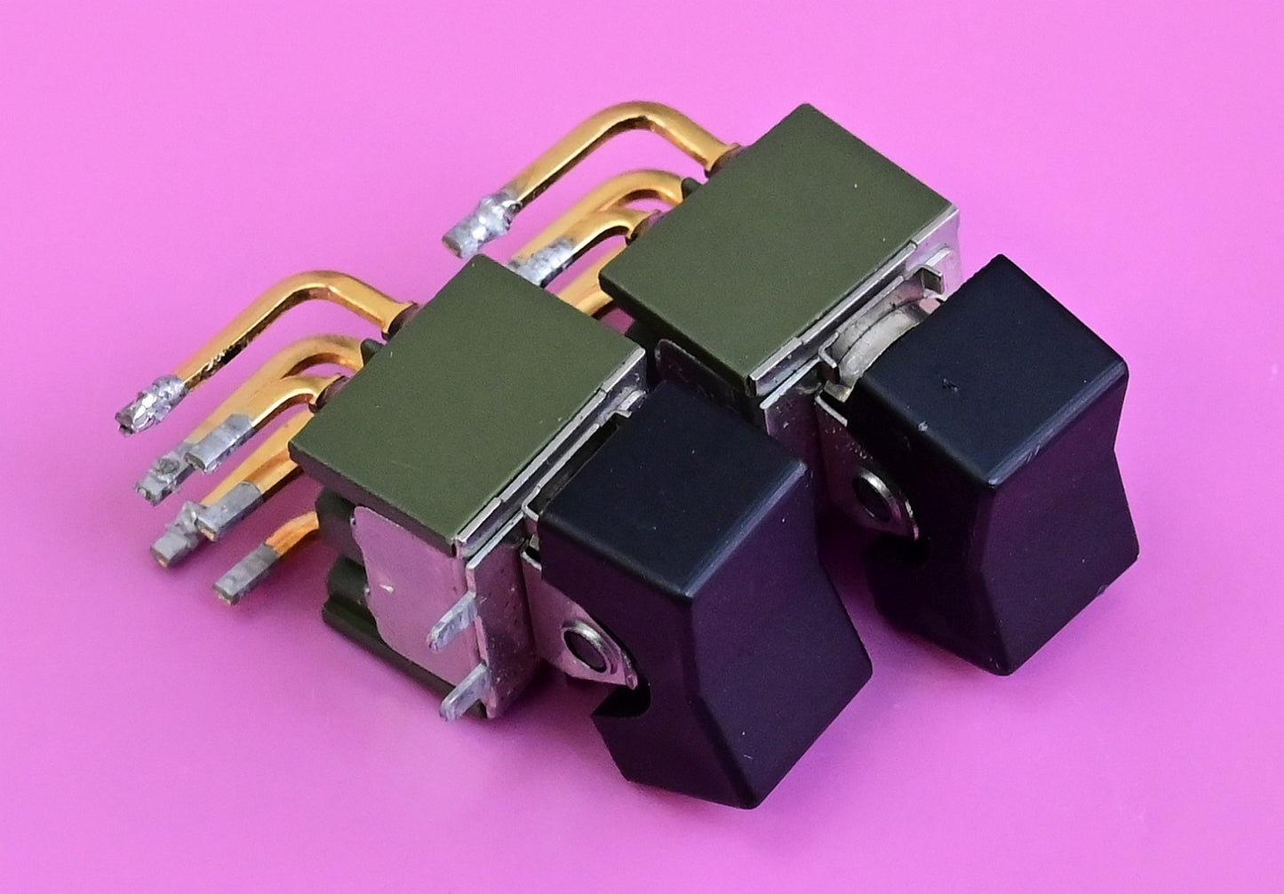 Lot of 2 NKK Rocker Switches M-2022 ON-ON M-2023 ON-OFF-ON Gold Plated Used