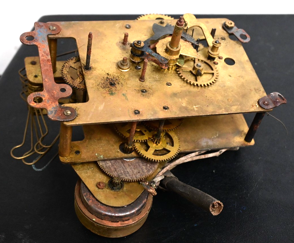 Antique Sessions Clock Movement with Dual 1RPM Electric Motors Brass 2lbs