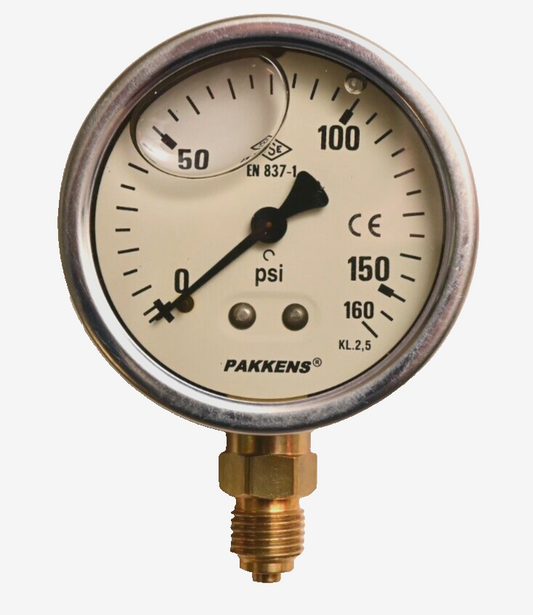 PAKKENS 160 PSI (11 bar) Oil-Filled Bourdon Tube Pressure Gauge TSE EN 837-1
