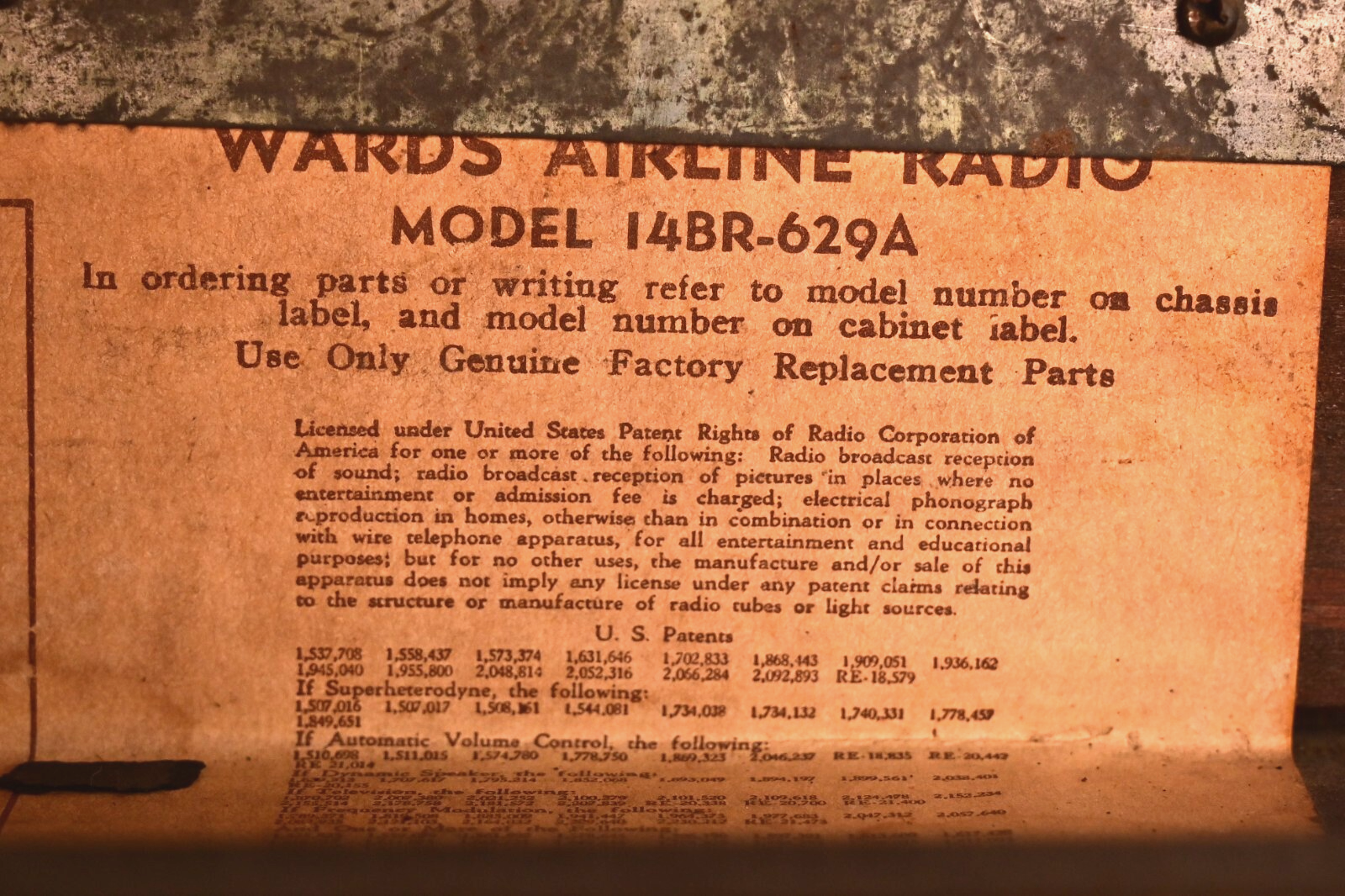 Wards Airline Recording Lathe Tube Radio 14BR-629A Slow Burning Record Blanks