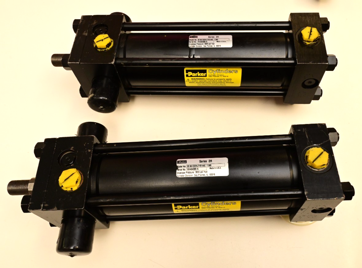 QTY 2 Parker Series 2H Hydraulic Cylinders 2.5"x7.5" 02.50 CD2HLTVS14AC 3000PSI