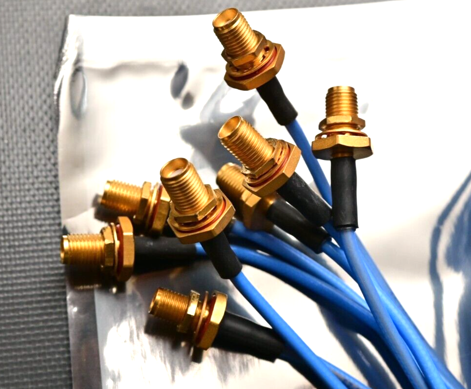 QTY 8 SMA-male R/A SMA-female Panel Mount Coaxial Cable RF EZ-Flex 405 ~20"