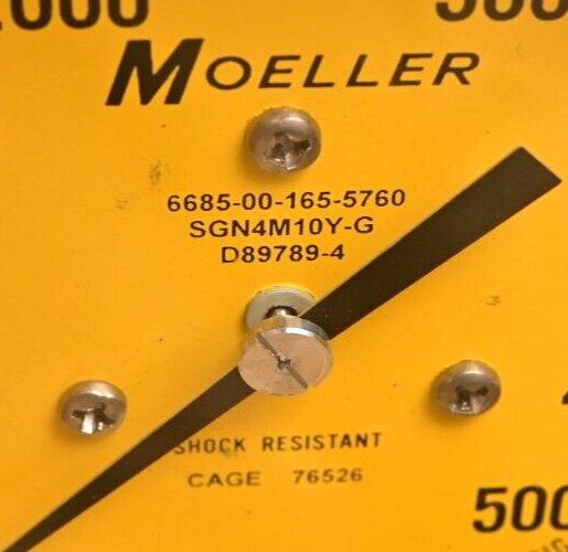 Moeller 4.5" Pressure Gauge Yellow Face 0-5000PSI Shock Bourdon 6685-00-165-5760
