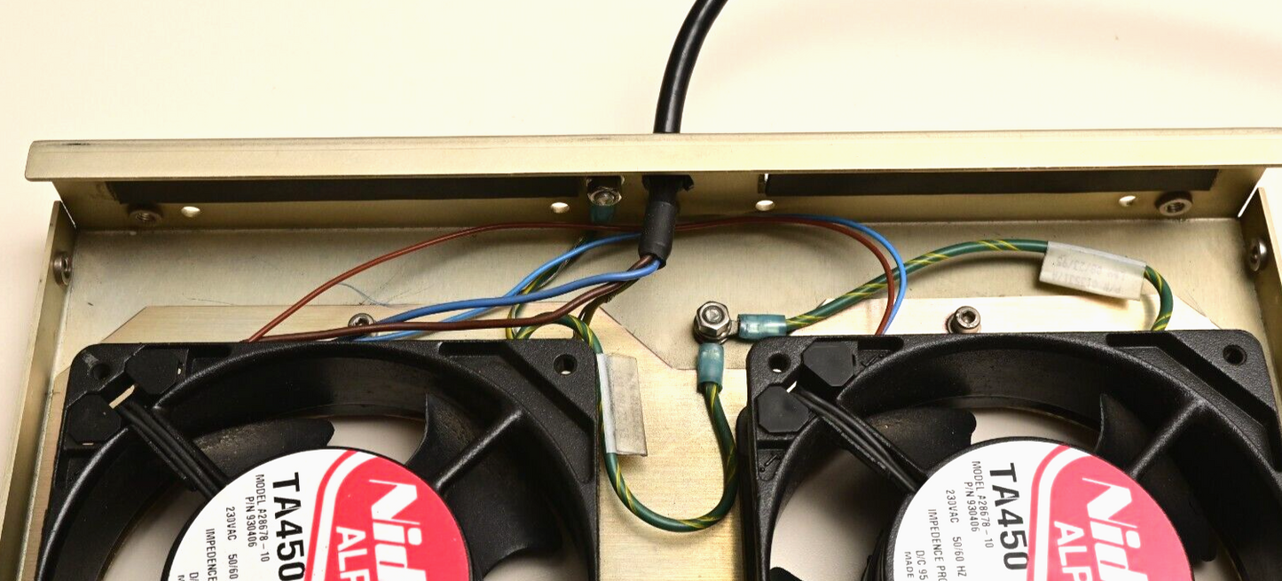 Lot of 2 Nidec ALPHA V TA450 230VAC Fans Mounted to 12"x9" Plate Sciex API 100