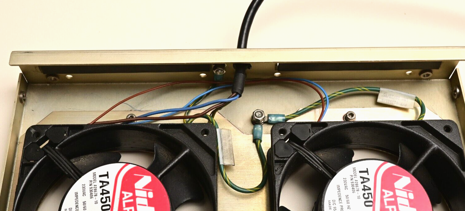 Lot of 2 Nidec ALPHA V TA450 230VAC Fans Mounted to 12"x9" Plate Sciex API 100