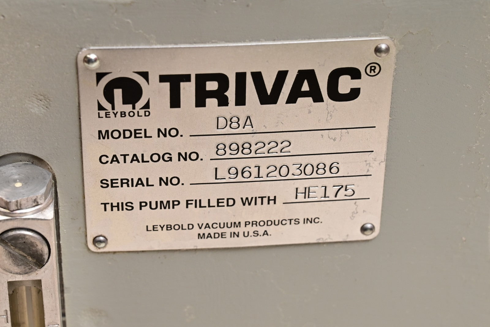 Leybold TRIVAC D8A Vacuum Pump Head 898222 Rough-In Rotary Vane Pump