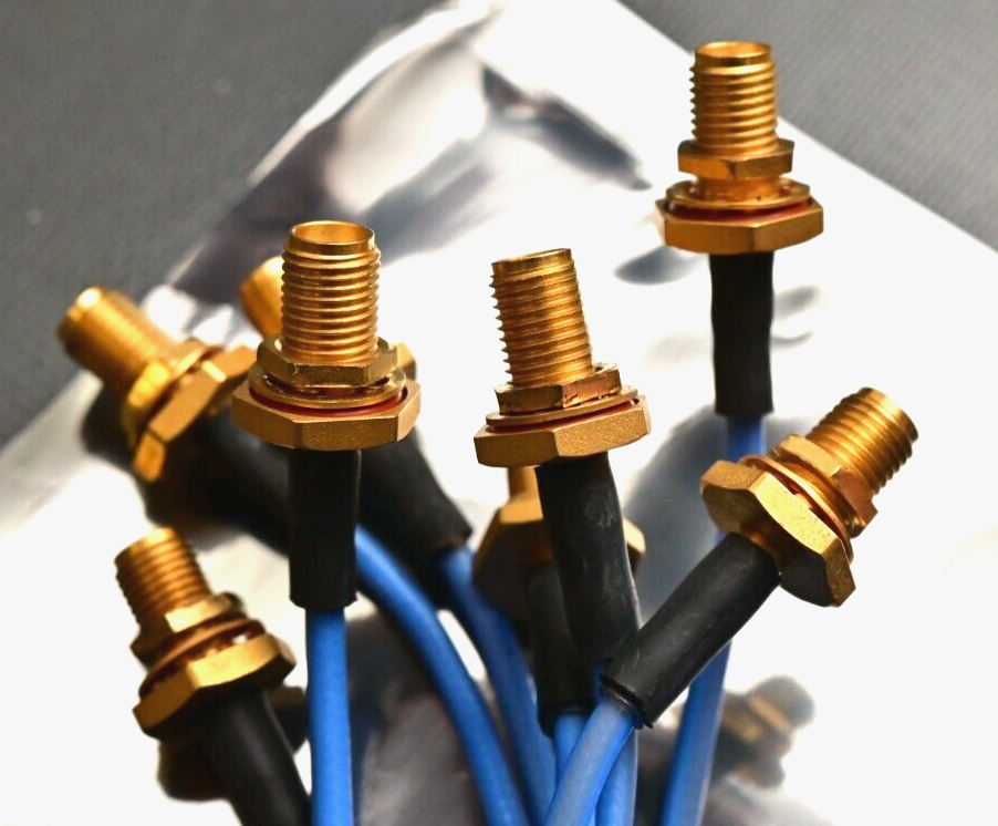 QTY 8 SMA-male R/A SMA-female Panel Mount Coaxial Cable RF EZ-Flex 405 ~20"